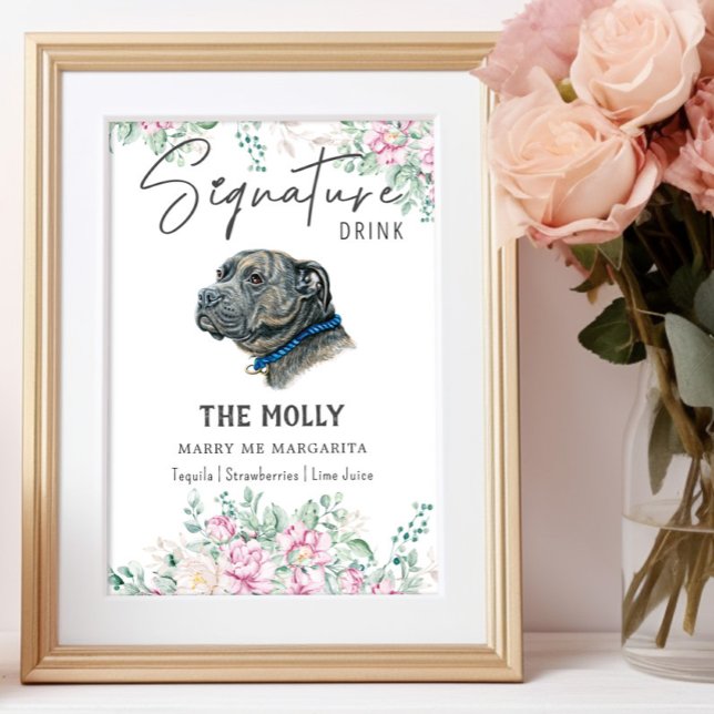Pit Bull Dog Namnteckning Drink-tecken Poster (Skapare uppladdad)