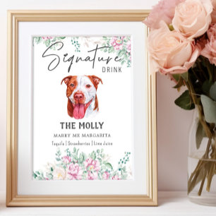 Pit Bull Dog Namnteckning Drink-tecken Poster