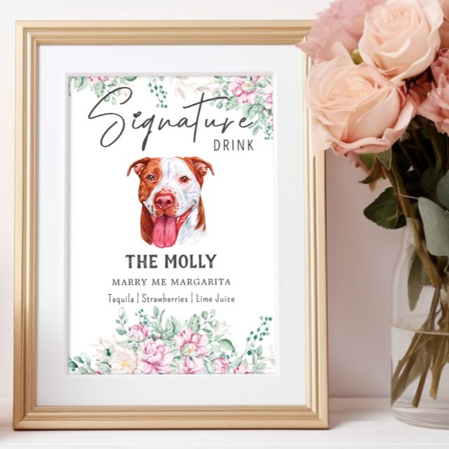 Pit Bull Dog Namnteckning Drink-tecken Poster (Skapare uppladdad)