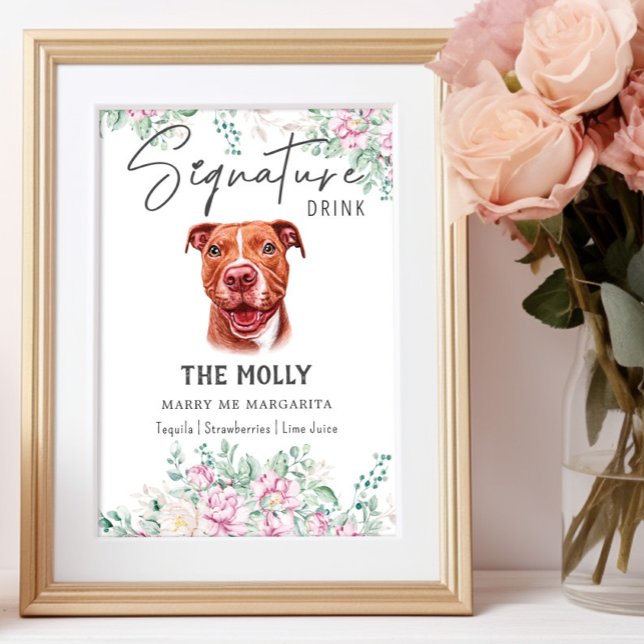 Pit Bull Dog Namnteckning Drink-tecken Poster (Skapare uppladdad)