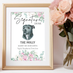 Pit Bull Dog Namnteckning Drink-tecken Poster