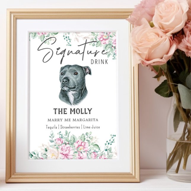Pit Bull Dog Namnteckning Drink-tecken Poster (Skapare uppladdad)