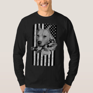 Pit Bull Dog on American US Flagga T Shirt