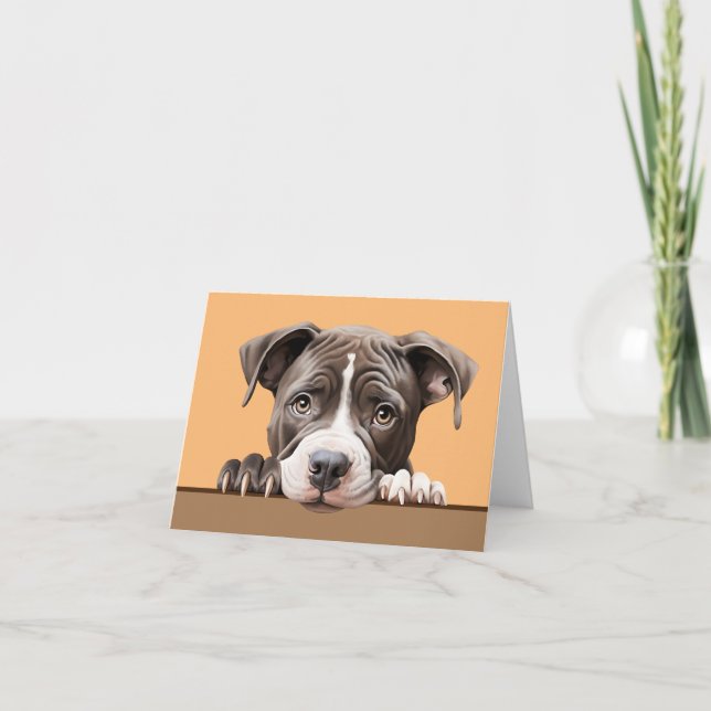 Pit Bull Dog Pet Notecard eller Tack för ditt kort (Framsida)