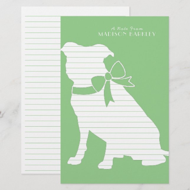 Pit Bull Dog Puppy Pitbull Stationery Brevpapper (Fram/baksida)
