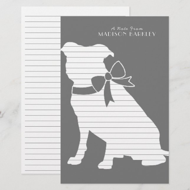 Pit Bull Dog Puppy Pitbull Stationery Brevpapper (Fram/baksida)