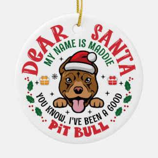 Pit Bull Dog Santa Personlig Julgran Julgransprydnad Keramik