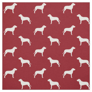 Pit Bull Dog Silhouettes Red and White Patterned Tyg