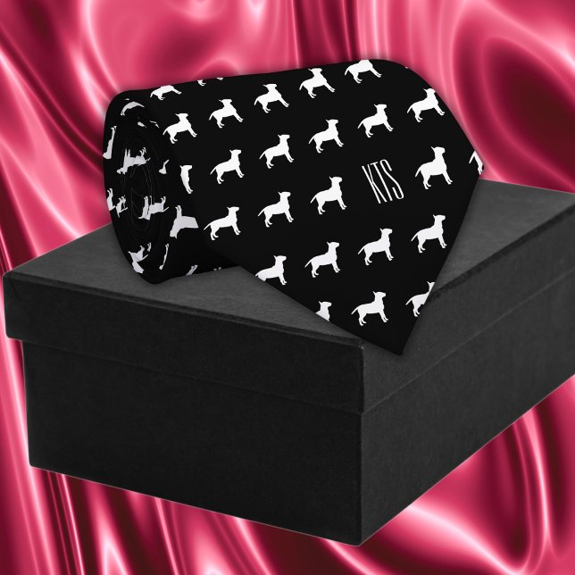 Pit Bull Dogs Mönster Monogrammed Veterinarian Slips (Pit Bull Dogs Pattern Veterinarian Neck Tie in black color)