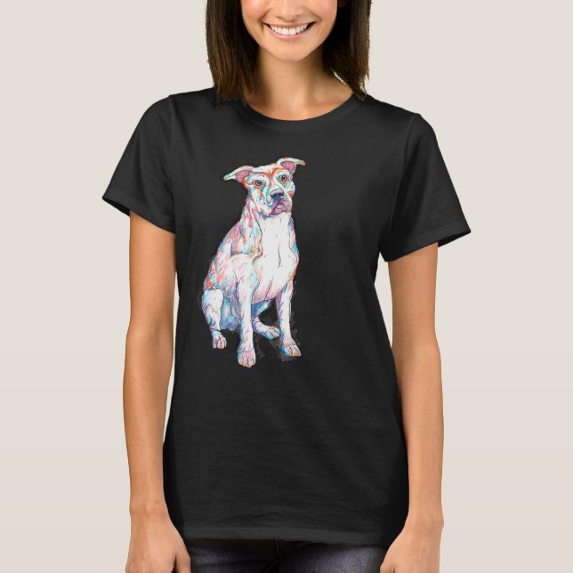 Pit Bull Färgad T Shirt (Framsida)