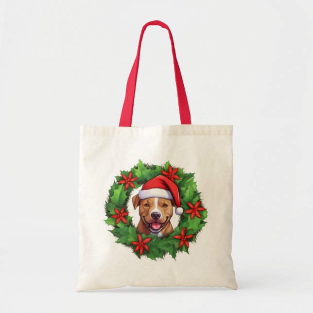 Pit Bull God Jul Wandeand Tote Bag Tygkasse (Framsidan)