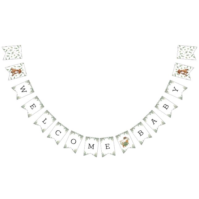 Pit Bull Greenery Baby Shower Puppy buntbanderoll Vimplar (Alla)