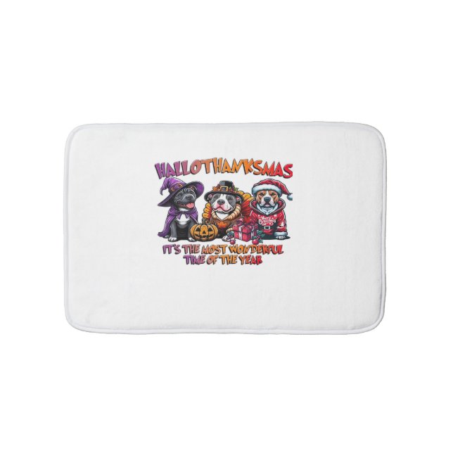 Pit Bull Halloween Thanksgiving jul Classic Badrumsmatta (Framsidan)