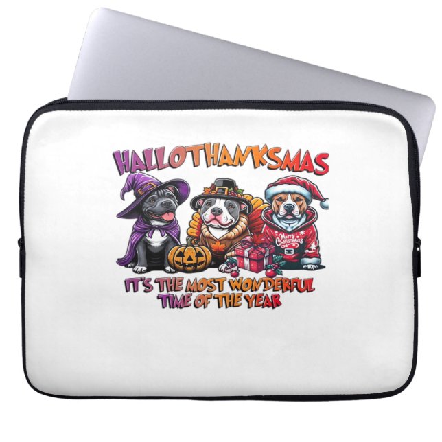 Pit Bull Halloween Thanksgiving jul Classic Laptop Fodral (Framsidan)