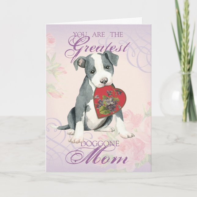 Pit Bull Heart Mamma Kort (Framsida)