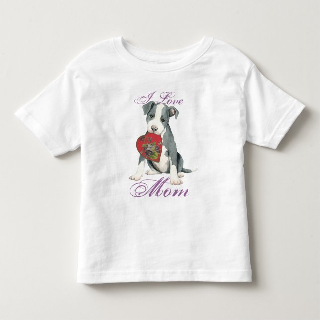 Pit Bull Heart Mamma Tee Shirt (Framsida)