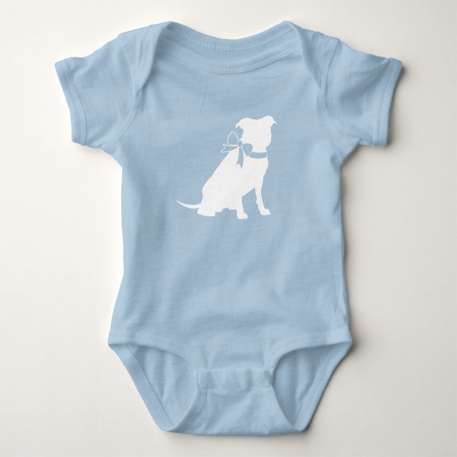 Pit Bull Hund Baby Shower Blå Pojke Pitbull T Shirt (Framsida)