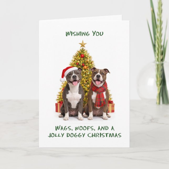 Pit Bull Hundar Jul Helgkort (Framsida)