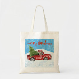 Pit Bull in Retro Red Lastbil jul Tote Tygkasse
