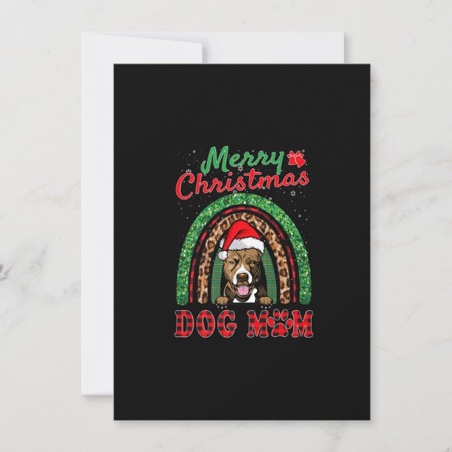 Pit Bull jul Santa Hat Hund Mamma Boho Rainbow Inbjudningar (Framsida)