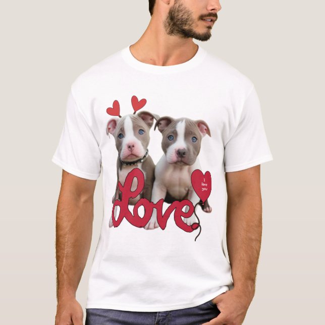 Pit bull kärlek t shirt (Framsida)