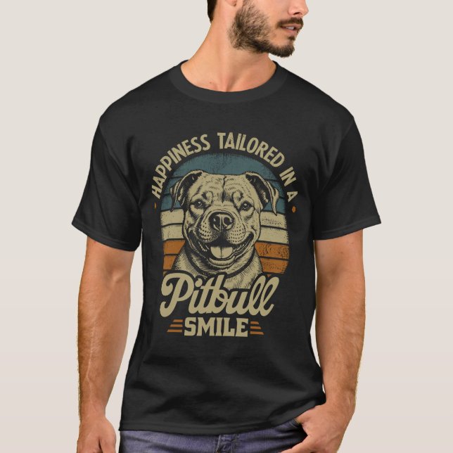  Pit Bull, Lycka Skräddarsydd I En Pitbull-leende T Shirt (Framsida)