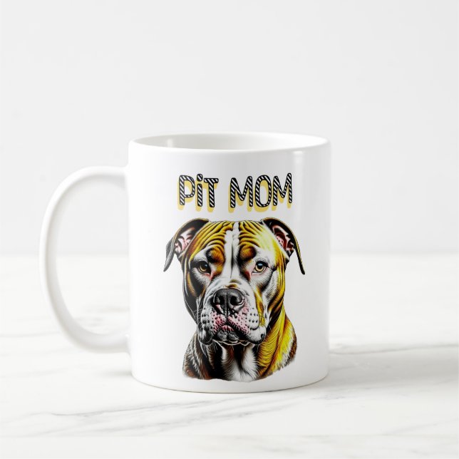 Pit Bull Mamma | HUND ÄLSKARE Kaffemugg (Vänster)