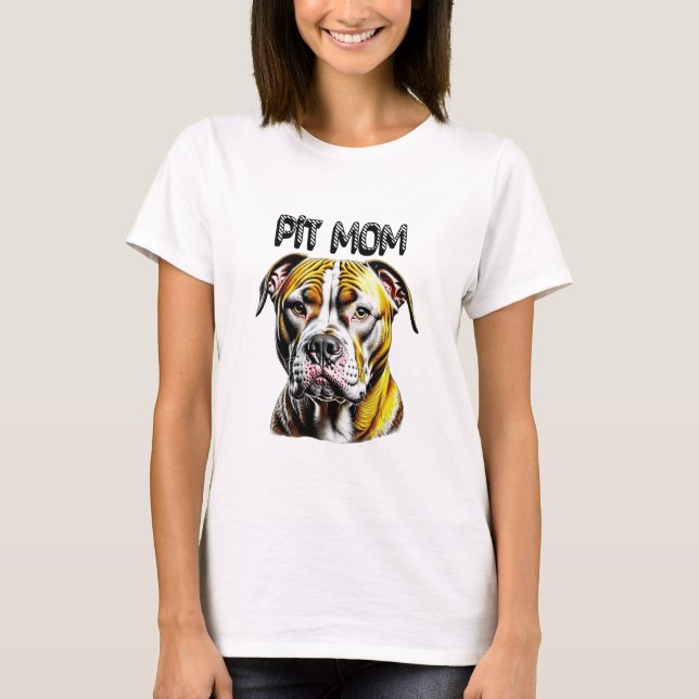 Pit Bull Mamma | HUND ÄLSKARE T Shirt (Framsida)