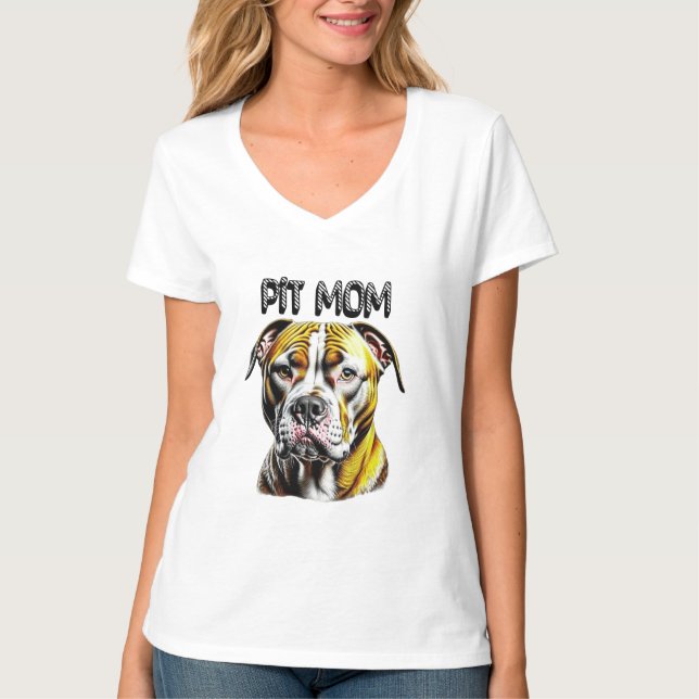 Pit Bull Mamma | HUND ÄLSKARE T Shirt (Framsida)
