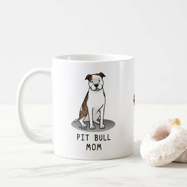 Pit Bull Mamma (lt brindle white 3) Mamma Kaffemugg (Med munk)
