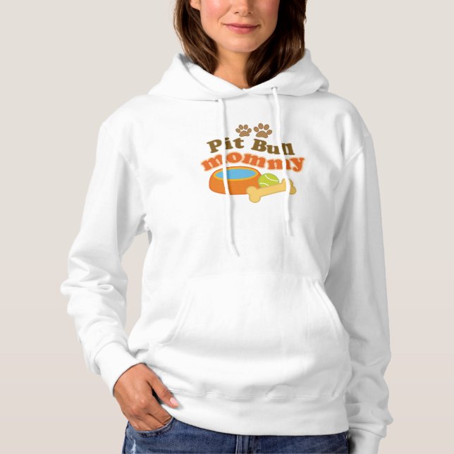 Pit Bull Mamma Womens Hoodie Tee (Framsida)