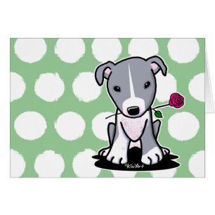 Pit Bull med blomma Hälsningskort