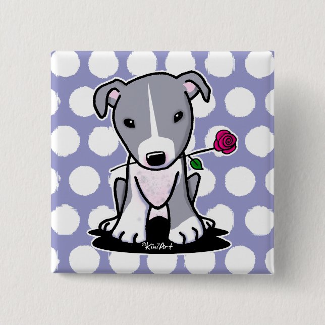 Pit Bull med blomma Knapp (Framsida)