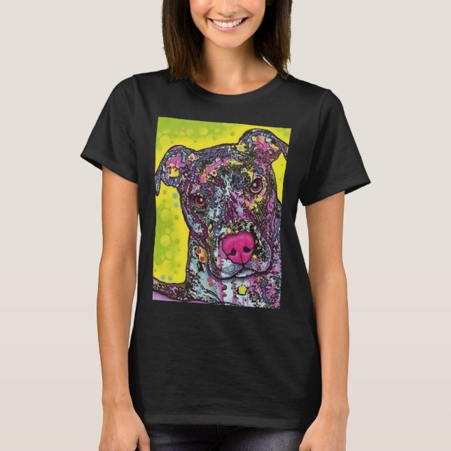 Pit Bull Naala Hund Colorful Watercolor T Shirt (Framsida)