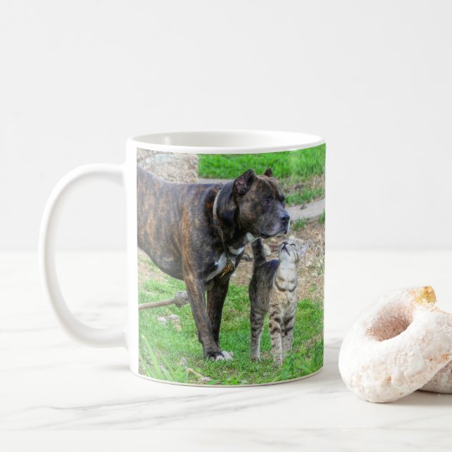 Pit Bull och Cat Kaffemugg (Med munk)
