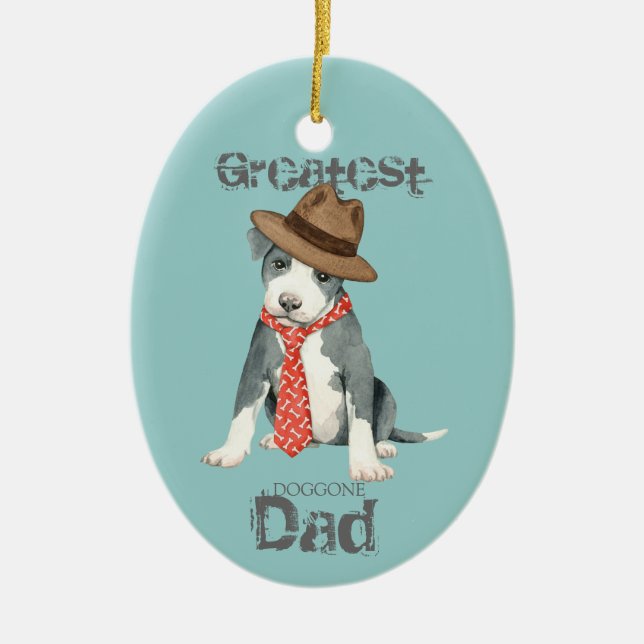 Pit Bull Pappa Ceramic Ornament (Framsidan)