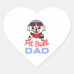 Pit Bull Pappa Hundägare Retro Hund Far Hjärtformat Klistermärke