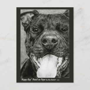 Pit Bull Postcard - Lycklig Guy Vykort