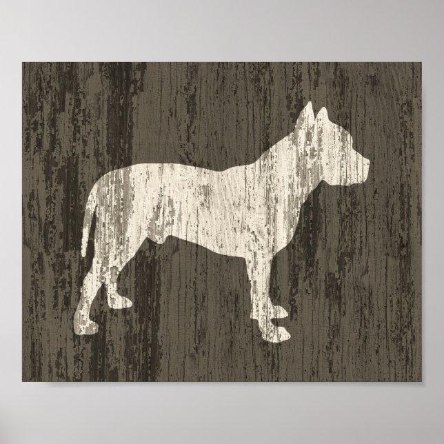Pit Bull Poster Rustic Hund Print (Framsidan)