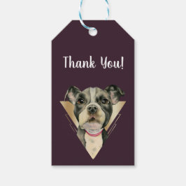 Pit Bull Puppy Hund Guld Tack Presentetikett