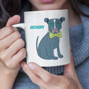 Pit Bull Puppy Hund Wearing Glass Personlig Kaffemugg