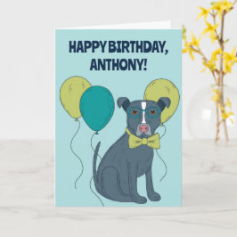 Pit Bull Puppy Hund Wearing Glass Personlig Kort