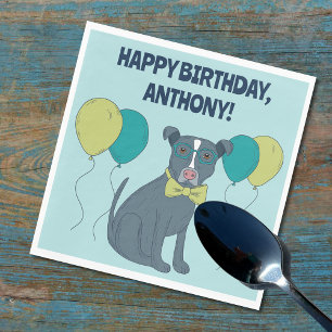 Pit Bull Puppy Hund Wearing Glass with Balloy Pappersservett