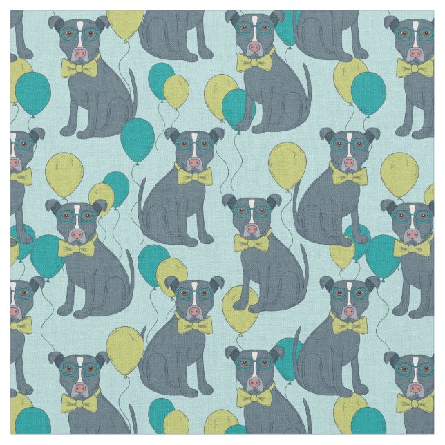 Pit Bull Puppy Hund Wearing Glass with Balloy Tyg (Närbild)