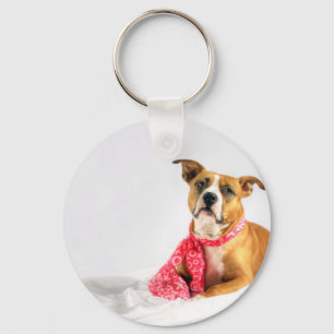 Pit Bull Puppy Kärlek i Rosa XOXO Nyckelring