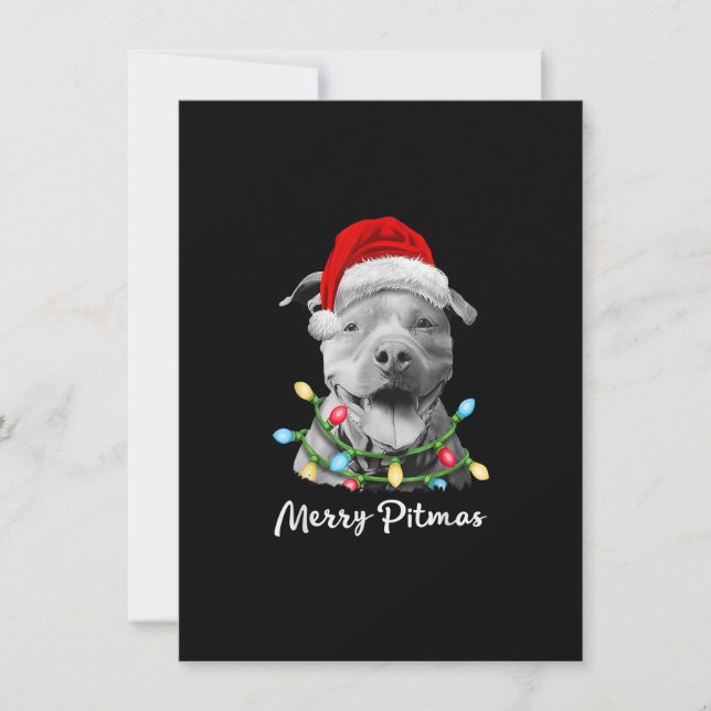 Pit Bull Santa Julgran Ljus Julafton Merry Pi Inbjudningar (Framsida)
