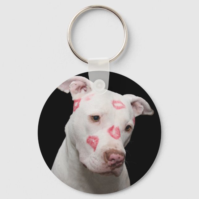 Pit bull sötkyss nyckelring (Framsida)