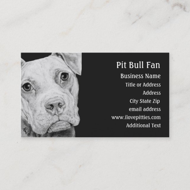 Pit Bull Terrier (Grått) - Affärskort Visitkort (Framsida)