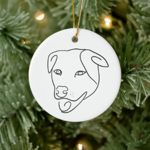 Pit Bull Terrier Hund Anpassat Namn Tass Linje Kon Julgransprydnad Keramik