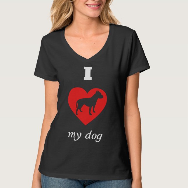 Pit Bull Terrier I Kärlek My Hund T Shirt (Framsida)